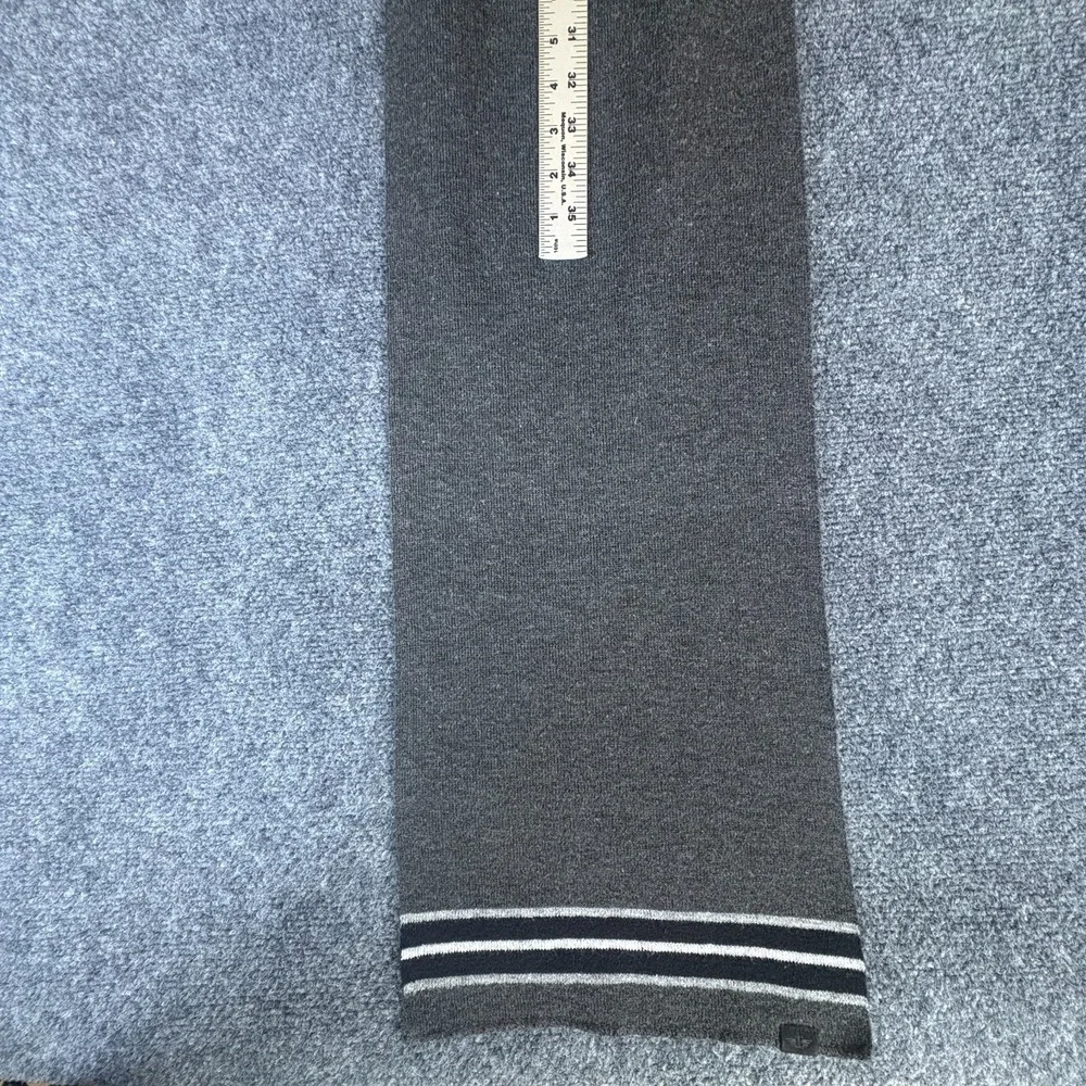 Dockers Knit Scarf Mens One Size Gray Black Striped Logo Acrylic Winter Wear